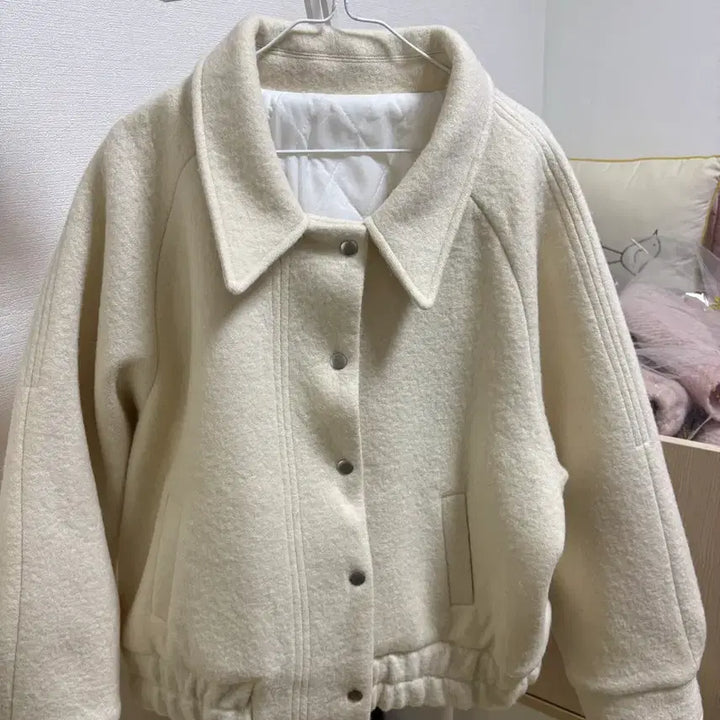 [BUNJANG] Handmade Ivory Jacket - Women's Outerwear / 여성 프리사이즈 핸드메이드 아이보리 자켓 아우터