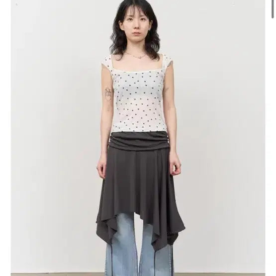 [BUNJANG] HIFIFNK Bell Skirt Gray Midi Skirt / HIFIFNK 벨 스커트 그레이 하이파이펑크 (택안뗀새것) 미디스커트