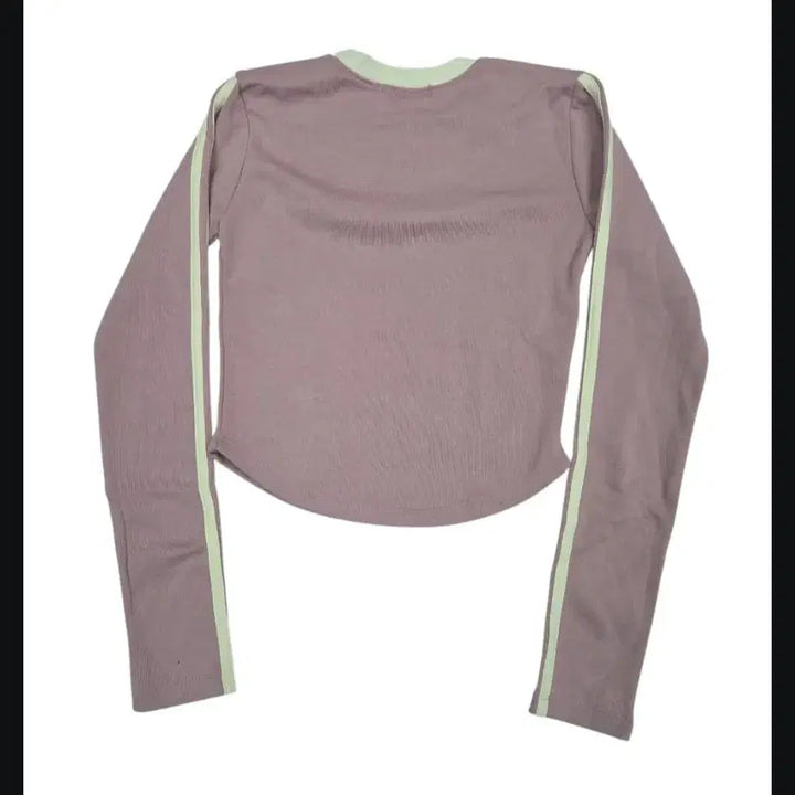 [BUNJANG] Line Point Crop Long Sleeve T-shirt / 화이트 크롭 긴팔 티셔츠 라인 포인트