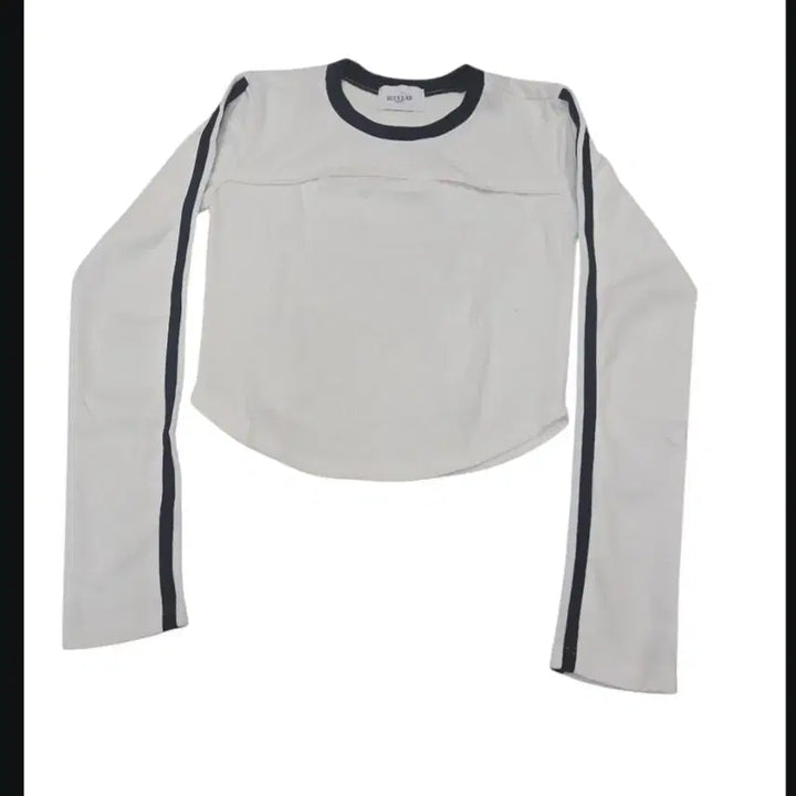 [BUNJANG] Line Point Crop Long Sleeve T-shirt / 화이트 크롭 긴팔 티셔츠 라인 포인트