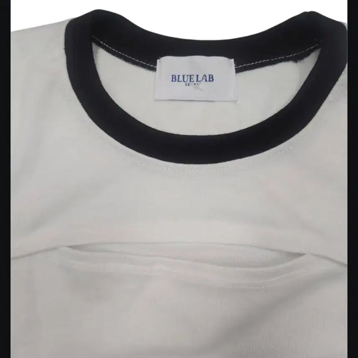 [BUNJANG] Line Point Crop Long Sleeve T-shirt / 화이트 크롭 긴팔 티셔츠 라인 포인트