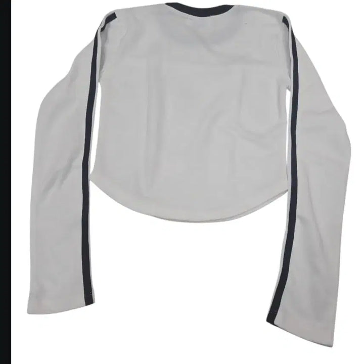 [BUNJANG] Line Point Crop Long Sleeve T-shirt / 화이트 크롭 긴팔 티셔츠 라인 포인트