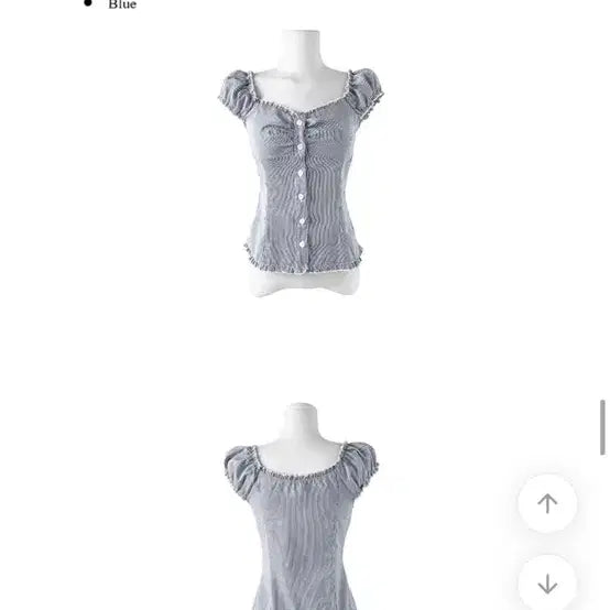 [BUNJANG] Harper Blue Stripe Shirred Blouse / 하퍼 블루 스트라이프 셔링 블라우스