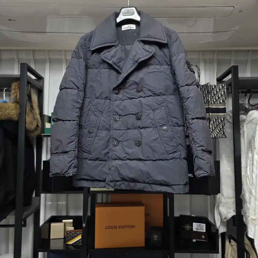 [BUNJANG] Stone Island Cotton Nylon Ripstop Down Pea Coat / {클로젯}[S][백화점판]스톤아일랜드 코튼 나일론 립스탑 다운 피코트