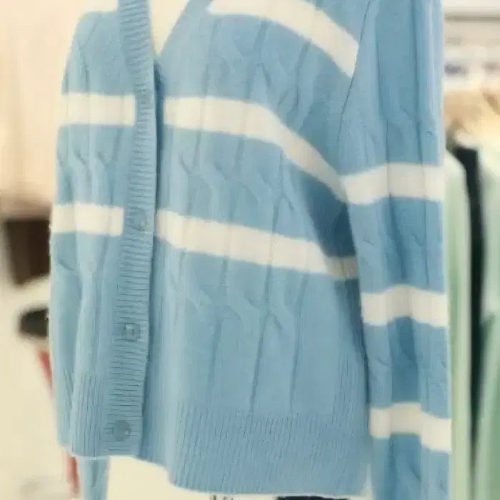 [BUNJANG] Cashmere 100% Striped Cardigan / 캐시미어100 스트라이프 가디건 새제품