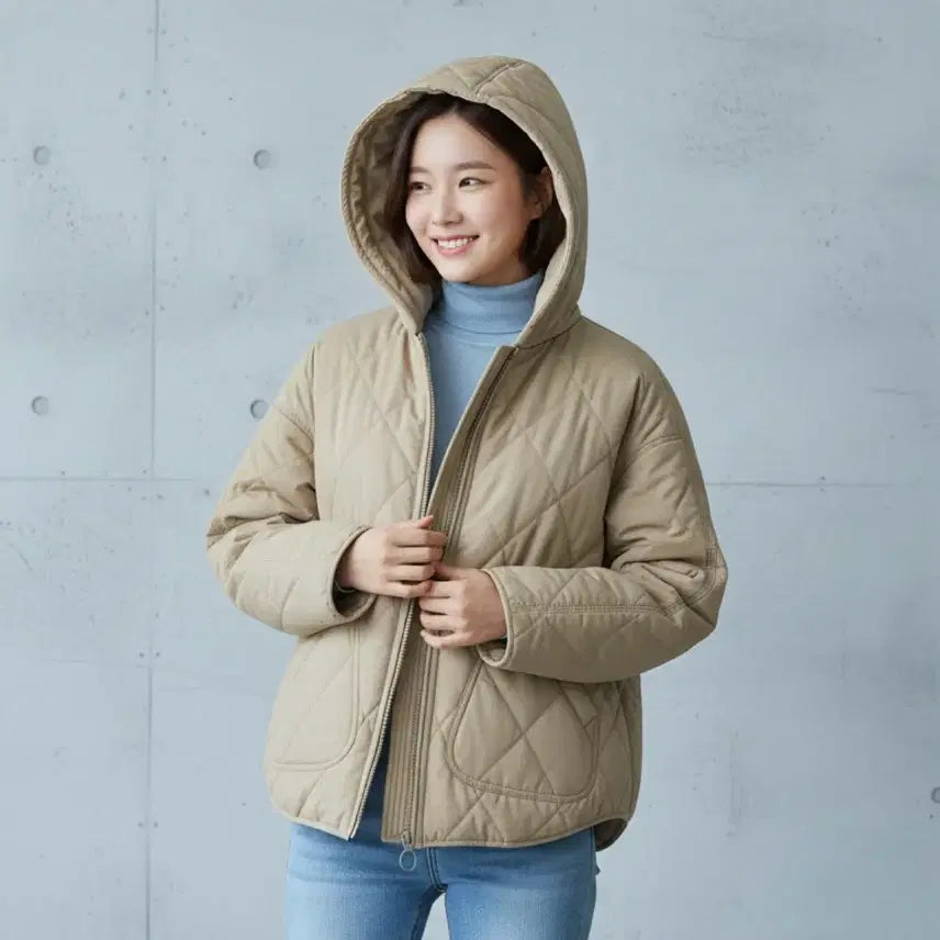 [BUNJANG] Diamond Quilted Reversible Hooded Jacket / [새상품]*꽃샘추위*딱인*다이아몬드 퀼팅 리버시블(양면) 후드