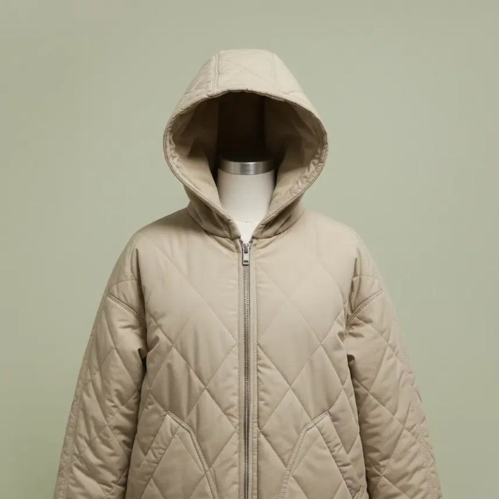[BUNJANG] Diamond Quilted Reversible Hooded Jacket / [새상품]*꽃샘추위*딱인*다이아몬드 퀼팅 리버시블(양면) 후드