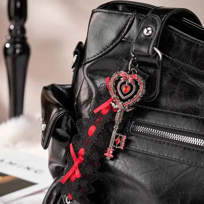 [BUNJANG] Lace Heart Key Bag Charm (Black) / Keep 레이스 하트키 키링 가방 장식(블랙)