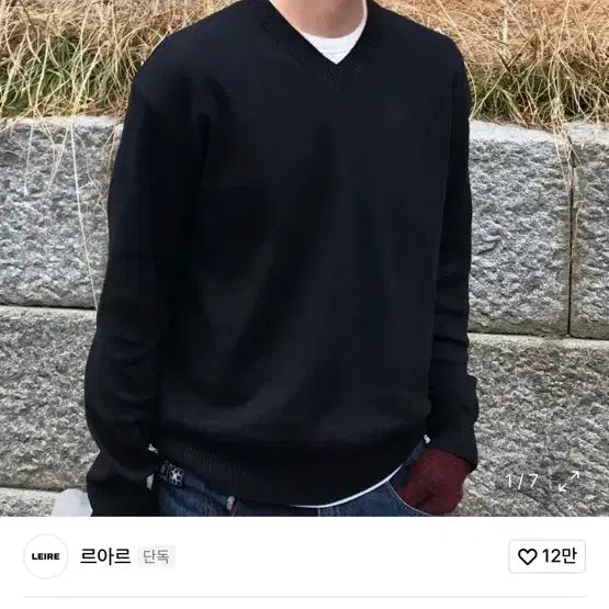 [BUNJANG] Leare V-Neck Knit (Black, L) / 르아르 브이넥 니트