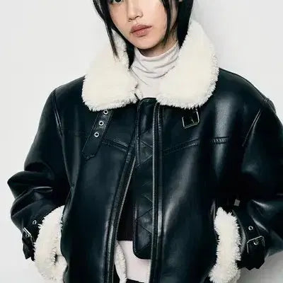 [BUNJANG] Leather Mustang Jacket / 레더리 무스탕