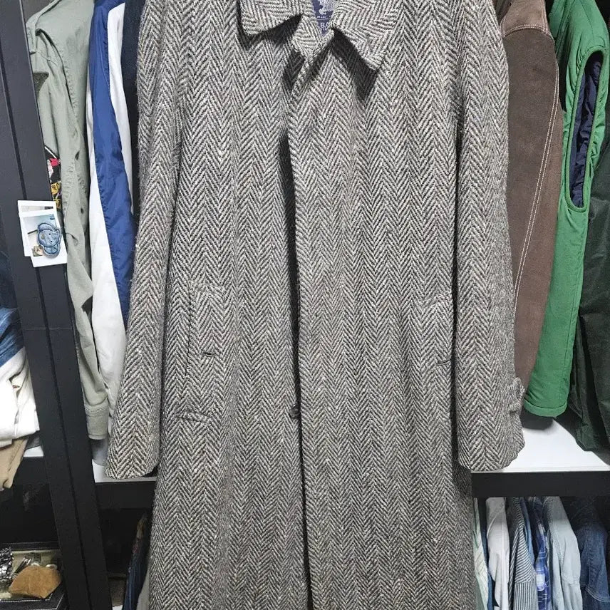 [BUNJANG] Burberry Irish Tweed Herringbone Balmacaan Coat / 버버리 아이리쉬 트위드 헤링본 발마칸 코트 105~110(착샷추가)