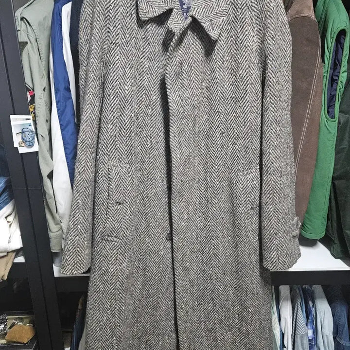 [BUNJANG] Burberry Irish Tweed Herringbone Balmacaan Coat / 버버리 아이리쉬 트위드 헤링본 발마칸 코트 105~110(착샷추가)