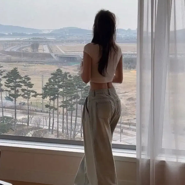 [BUNJANG] Hypnotic String Wide Denim Pants / 히프나틱 스트링 와이드데님팬츠