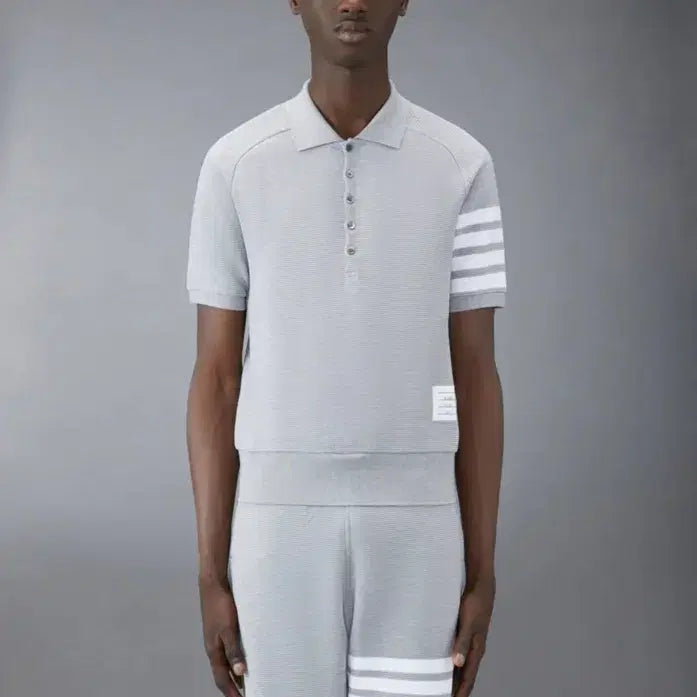 [BUNJANG] Thom Browne Ottoman 4-Bar Saddle Sleeve Polo Shirt / 5) 톰브라운 오토맨 4-바 새들 슬리브 폴로 셔츠