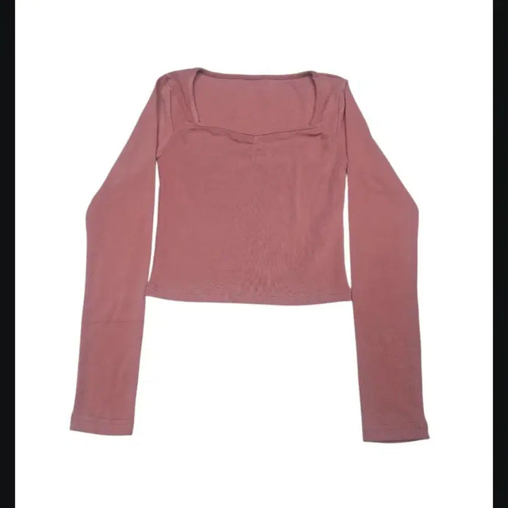 [BUNJANG] Square Neck Long Sleeve T-Shirt Pink / 스퀘어넥 긴팔 티셔츠 핑크