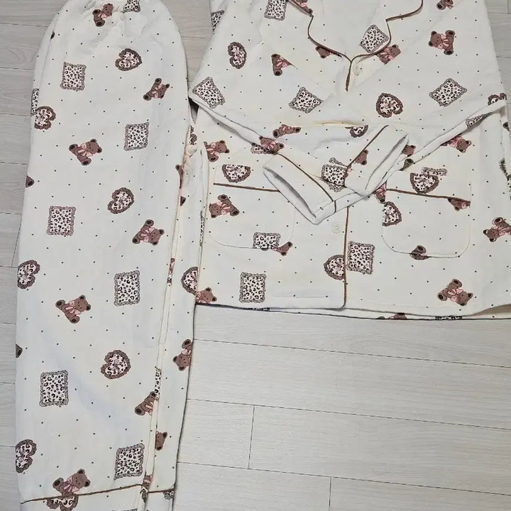 [BUNJANG] Pajama Set / 곰돌이/하트 긴팔 누빔파자마 세트