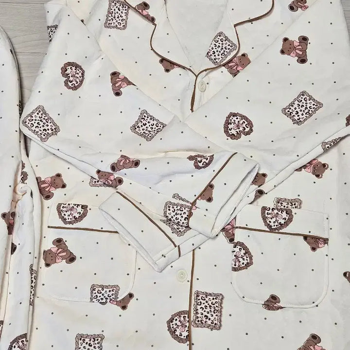 [BUNJANG] Pajama Set / 곰돌이/하트 긴팔 누빔파자마 세트