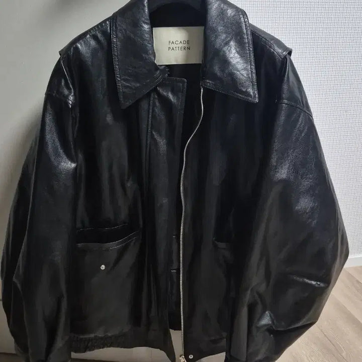 [BUNJANG] Unspecified Brand Black Leather Jacket (Small) / 파사드패턴 오버핏 블랙 레더 블루종s