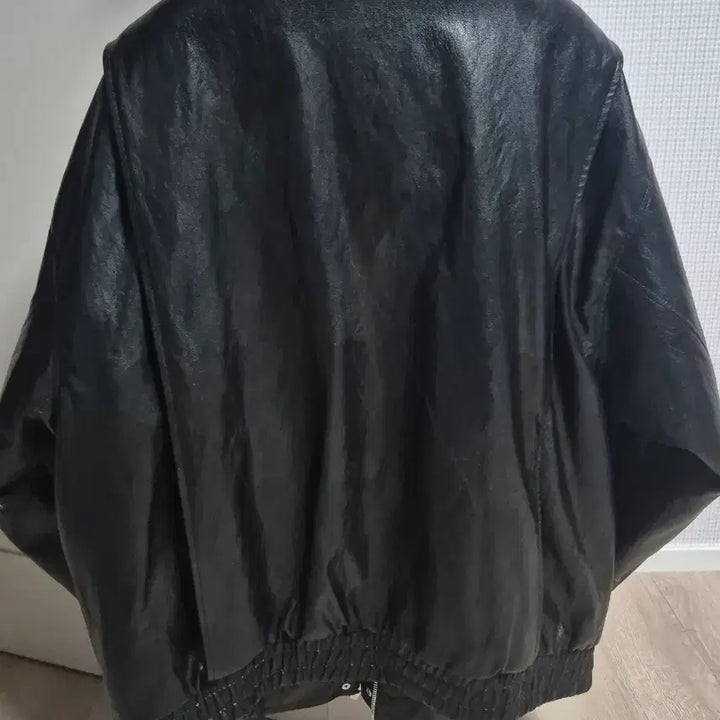 [BUNJANG] Unspecified Brand Black Leather Jacket (Small) / 파사드패턴 오버핏 블랙 레더 블루종s