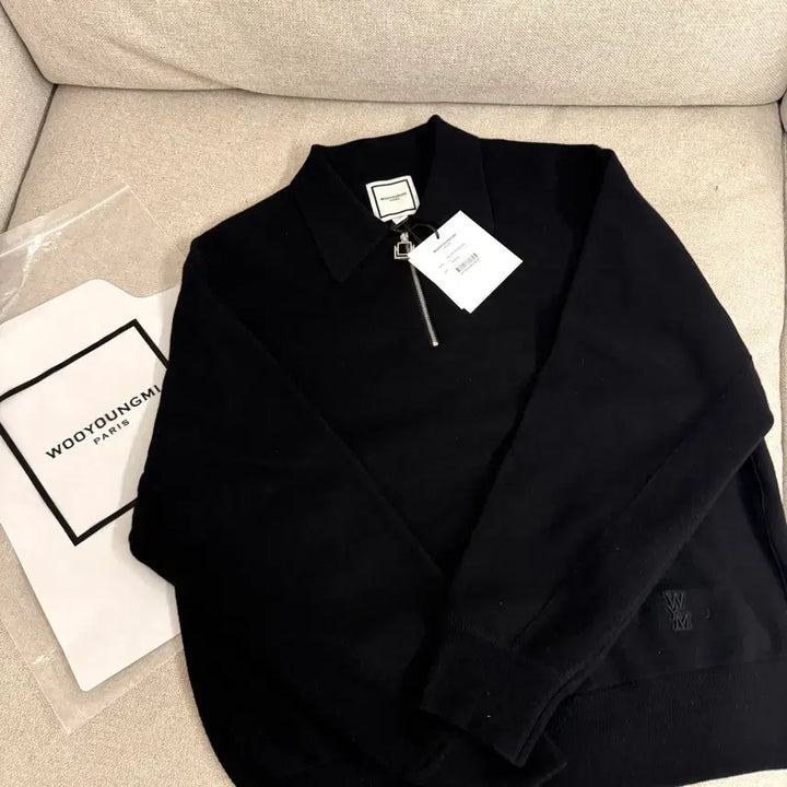 [BUNJANG] Wooyoungmi Half Zip-Up Knit Black Sweater / [46] 우영미 하프 니트반집업 블랙 정가78