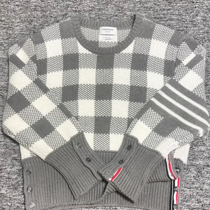 [BUNJANG] Thom Browne 4-Bar Gingham Check Knit Gray / 톰브라운 4-BAR 깅엄체크 니트 그레이