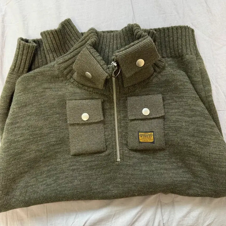 [BUNJANG] Kapital Half Zip Knit Sweater / 캐피탈 하프집업 니트 카키 kapital