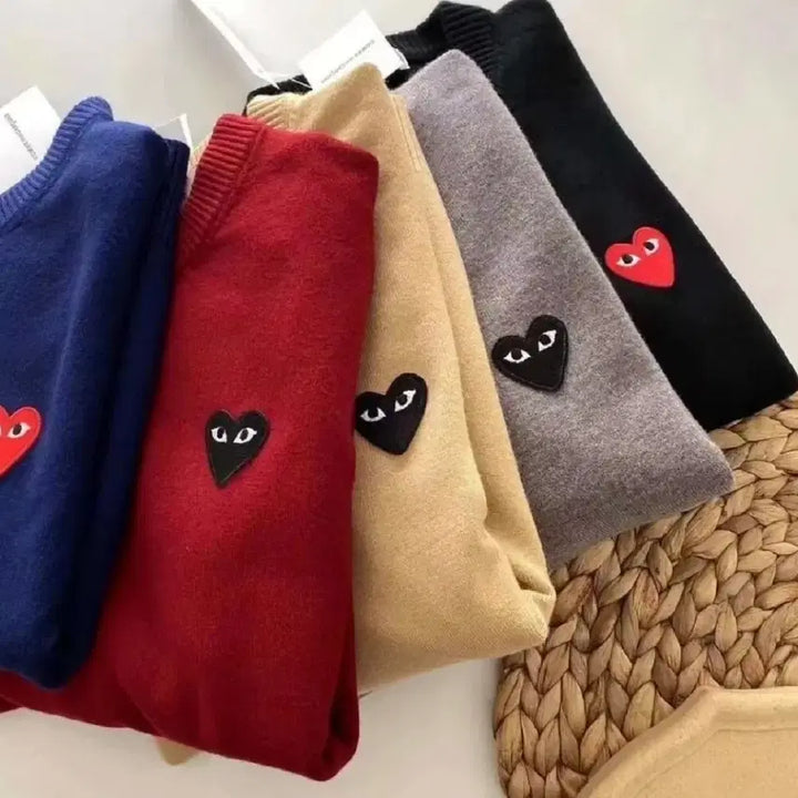 [BUNJANG] Comme des Garcons Heart Patch Knit Sweater / 1+1행사 무료배송 만족도100% 꼼데가르송 하트 패치 니트