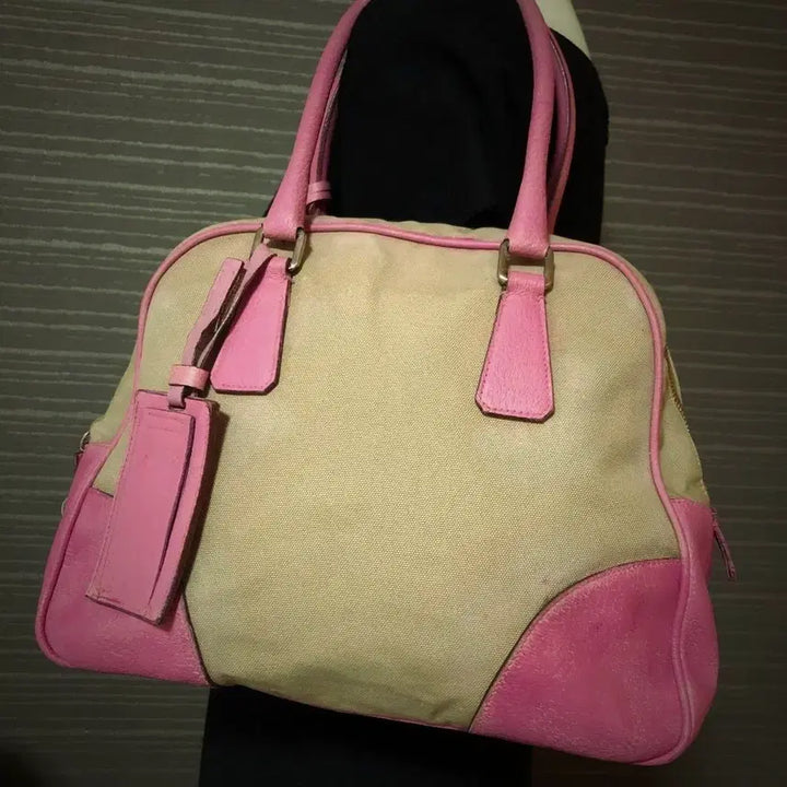 [BUNJANG] Prada Archive Canvas Leather Bowling Bag / 프라다 아카이브 캔버스 레더 볼링백 y2k