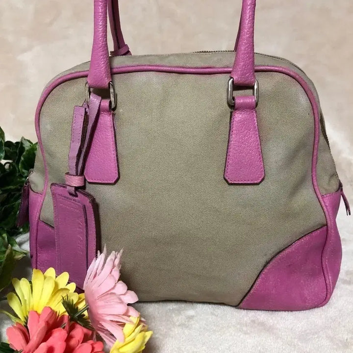 [BUNJANG] Prada Archive Canvas Leather Bowling Bag / 프라다 아카이브 캔버스 레더 볼링백 y2k