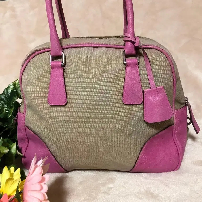 [BUNJANG] Prada Archive Canvas Leather Bowling Bag / 프라다 아카이브 캔버스 레더 볼링백 y2k