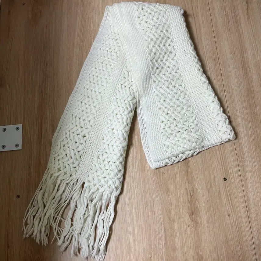 [BUNJANG] Vintage Ivory Crochet Muffler / 빈티지 아이보리 뜨개 머플러 목도리 모리걸 페어리