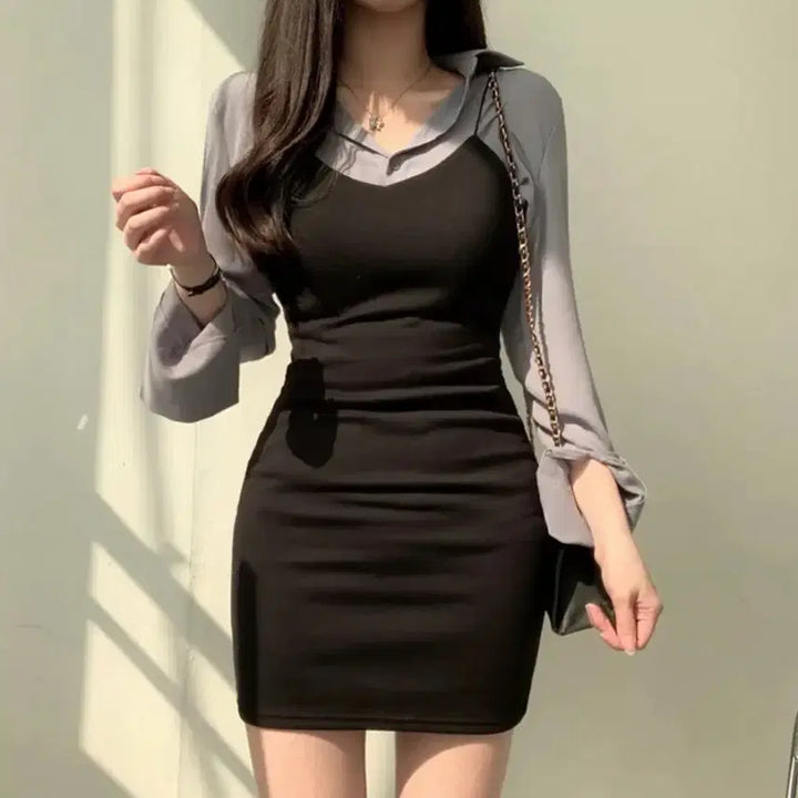 [BUNJANG] Ablie Zigzag Blufit Dress &amp; Shirt Set / 에이블리 지그재그 블러핏 원피스 셔츠 코디 세트 (개별 구매 가능)