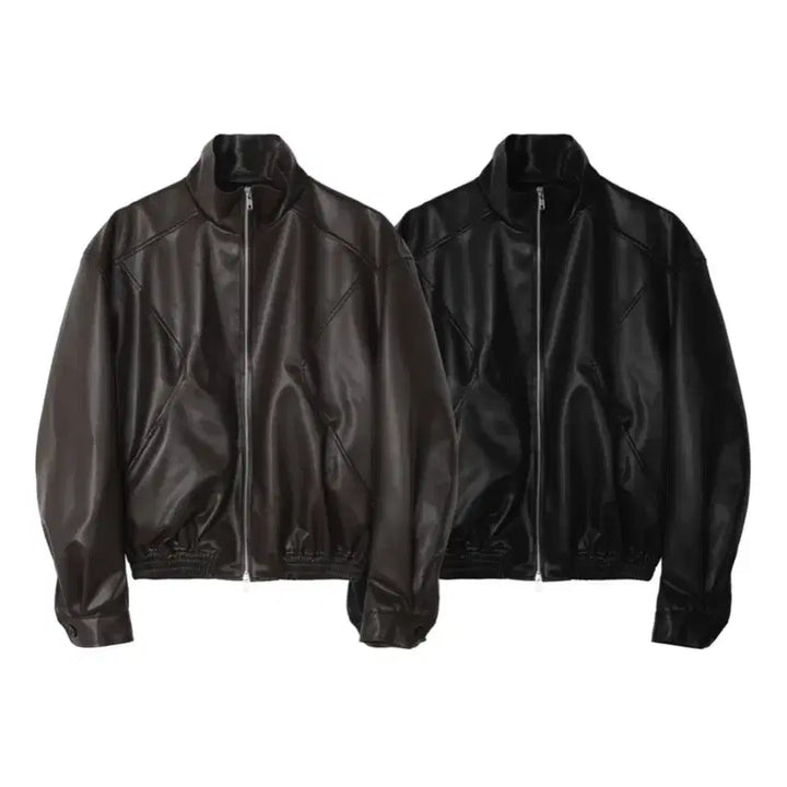 [BUNJANG] Men's High Neck Crop Leather Rider Jacket / 남자 하이넥 크롭 레더 라이더 자켓 2컬러