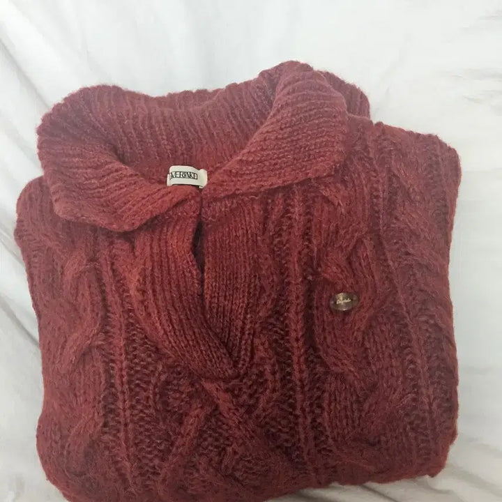 [BUNJANG] Overtake Cable Knit Sweater Cherry Red / 새제품 오버테이크 오브 꽈배기 니트 체리레드