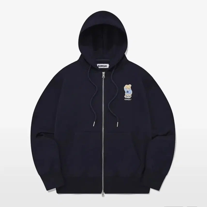 [BUNJANG] Kirsh Bear Navy Hooded Zip-up / 키르시 베어 자수 네이비 후드집업