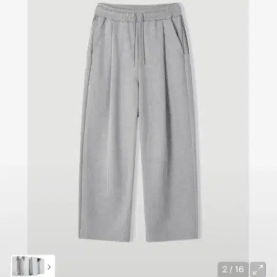 [BUNJANG] Gray Wide Training Pants / 쓰리턱 회색 트레이닝 와이드 팬츠