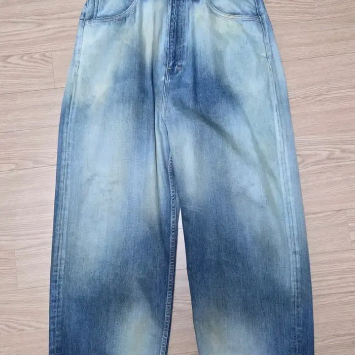[BUNJANG] Ancellm Mix Color Wide Denim Pants Indigo / 안셀름 믹스 컬러 와이드 데님 팬츠 인디고 1사이즈