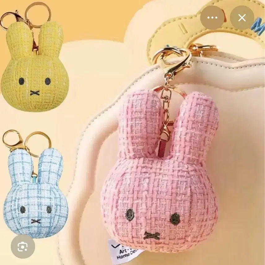 [BUNJANG] Miffy Tweed Doll Keychain / 미피 트위드 인형 키링 핑크/블루