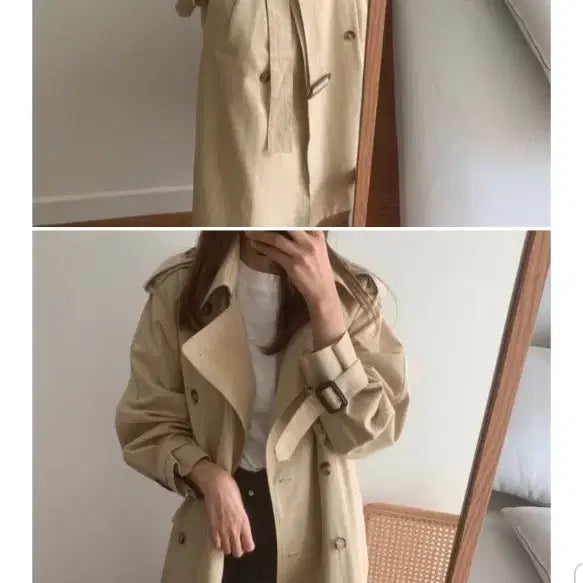 [BUNJANG] Beige Long Trench Coat / 베이지 롱 트렌티코트