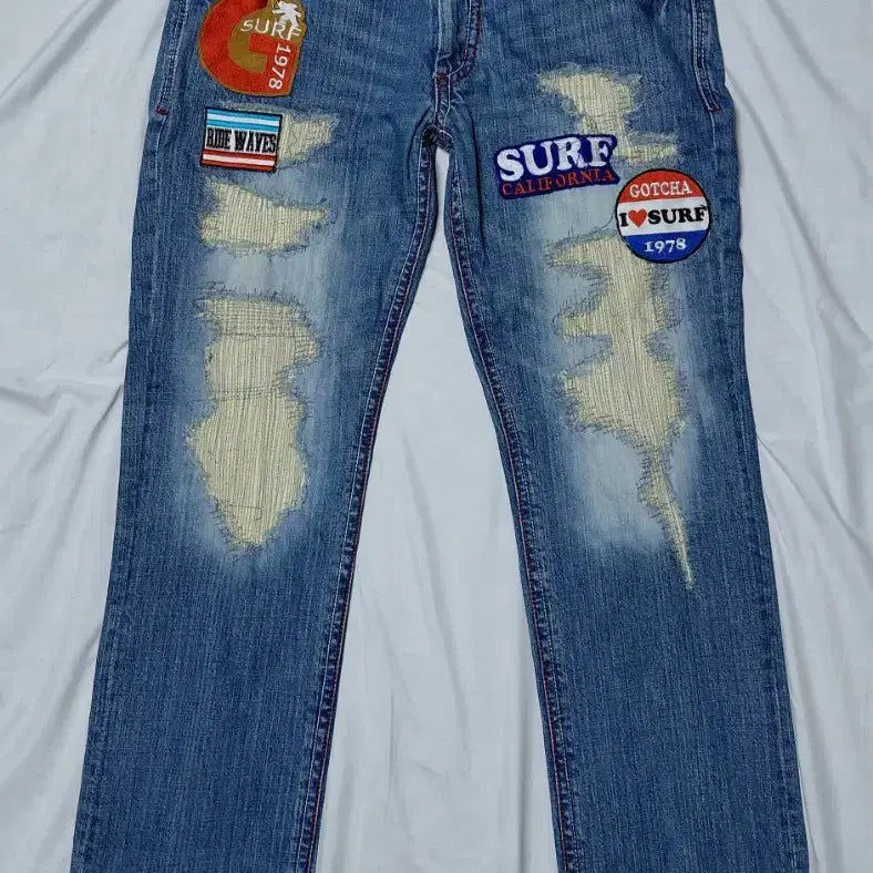 [BUNJANG] GOTCHA Patchwork Distressed Denim / 할인!! [L] GOTCHA 가차 서프 패치워크 디스트로이드 데님