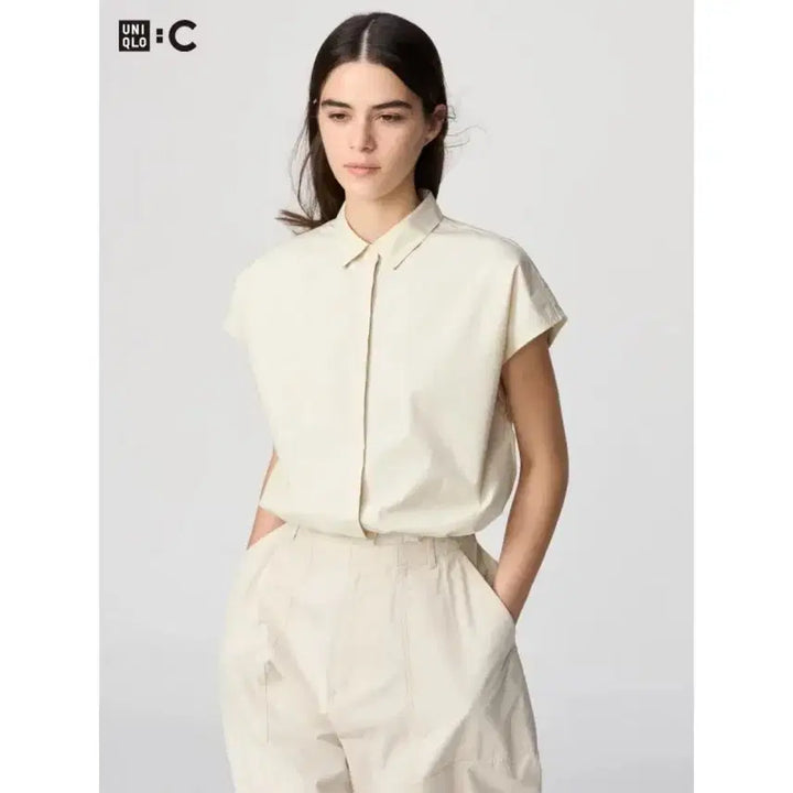 [BUNJANG] Uniqlo C Cropped Short Sleeve Shirt / 유니클로 C 반팔 셔츠 L사이즈
