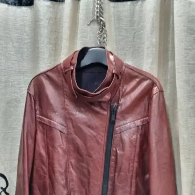 [BUNJANG] It MICHAA Lambskin Leather Rider Jacket / 잇미샤 양가죽 라이더자켓 버건디55
