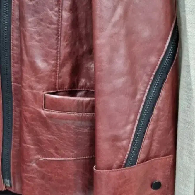 [BUNJANG] It MICHAA Lambskin Leather Rider Jacket / 잇미샤 양가죽 라이더자켓 버건디55