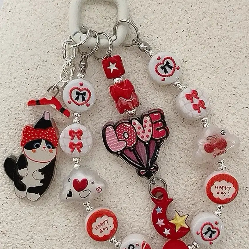 [BUNJANG] Red Cat Pendant Keyring / 레드 냥이 펜던트 키링