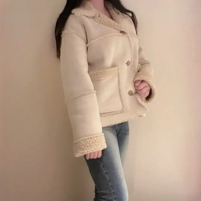 [BUNJANG] NAIN Vintage Suede Faux Shearling Jacket / NAIN 나인 일본 빈티지 스웨이드 핀터깔 봄 무스탕 자켓