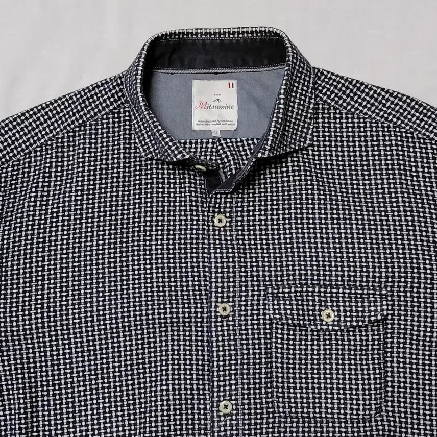 [BUNJANG] LL Mitsumine Navy Dot Long Sleeve Shirt / [LL] 일본 브랜드 Mitsumine 네이비 도트  긴팔 셔츠