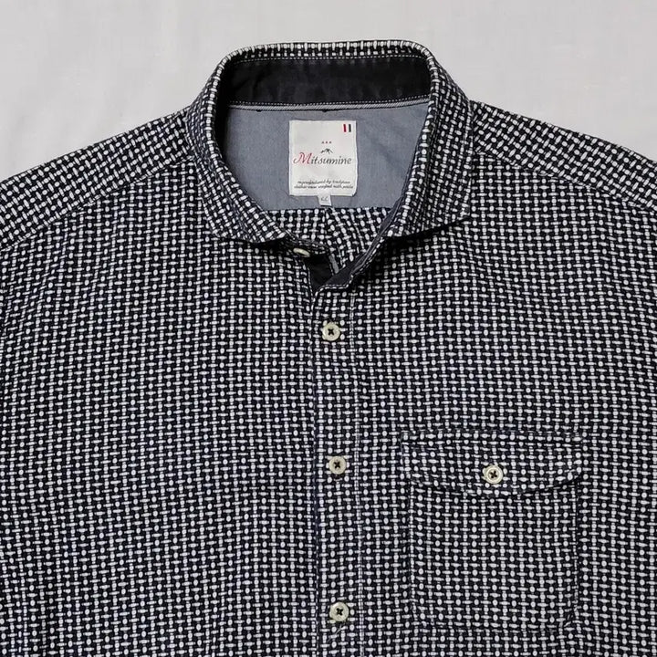 [BUNJANG] LL Mitsumine Navy Dot Long Sleeve Shirt / [LL] 일본 브랜드 Mitsumine 네이비 도트  긴팔 셔츠