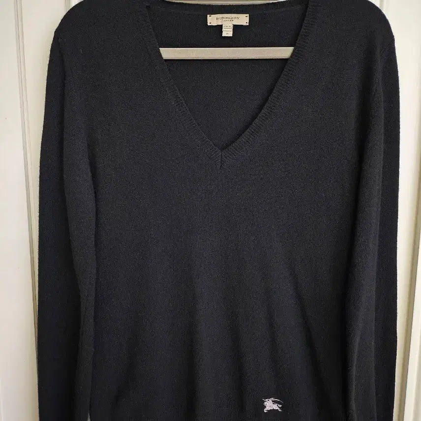 [BUNJANG] Burberry V-neck Knit / 정품 버버리 브이넥니트/버버리 블랙 엘보우 패치 니트