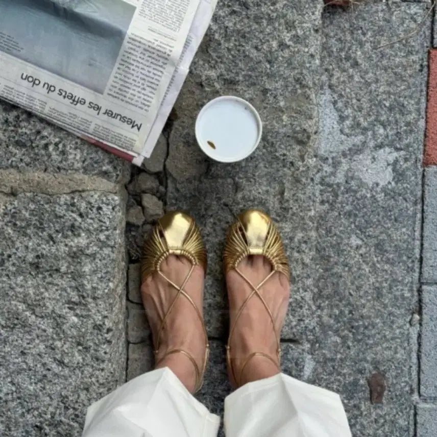 [BUNJANG] Gold Strap Sandals 230 / 골드 스트랩 샌들 230