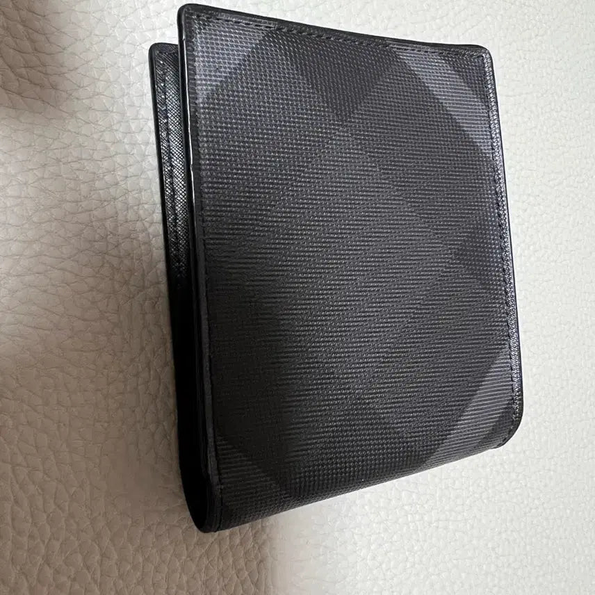 [BUNJANG] DAKS Check Pattern Leather Black Wallet / DAKS 닥스 체크 패턴 소가죽 블랙 반지갑